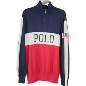 Polo by Ralph Lauren Navy and Red Turtleneck Sweater